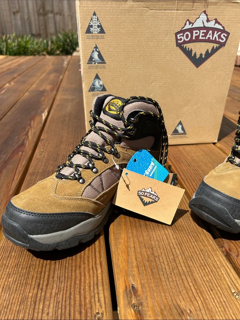 50 Peaks Men’s Brown Hiking Boots - Sturdy Outdoor Boots